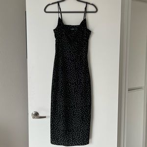 Missguided Black Polka Dot Cowl Neck Cami Slip Midi Dress